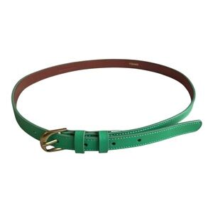 FRAME Green Leather Belt Gold Buckle Slim Skinny Womens Designer 38”